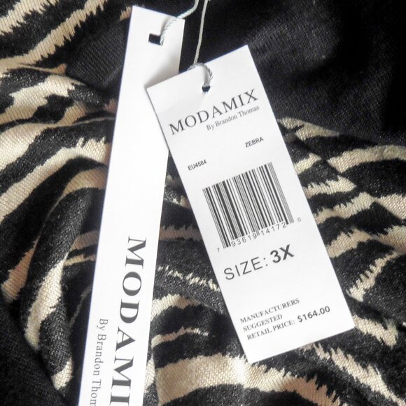 ModaMix by Brandon Thomas Soft Knit Black/Zebra Sweater Dress Plus Size 3X NWT - Picture 4 of 4